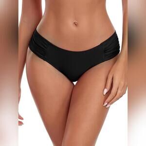 NWT Ocean Blues Ruched Sides Bikini Swimsuit Bottoms, Medium Coverage, Small 4/6